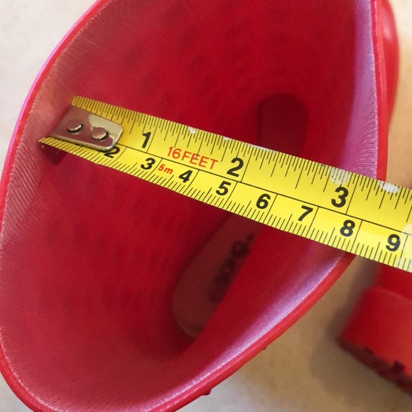 ❤️Soho Funky Red on Red Detail Rubber Plastic Rugged bottom galoshes Boots - Picture 13 of 13